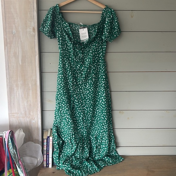 BNWT Asos Tall Green Floral Midi Dress - Picture 2 of 8
